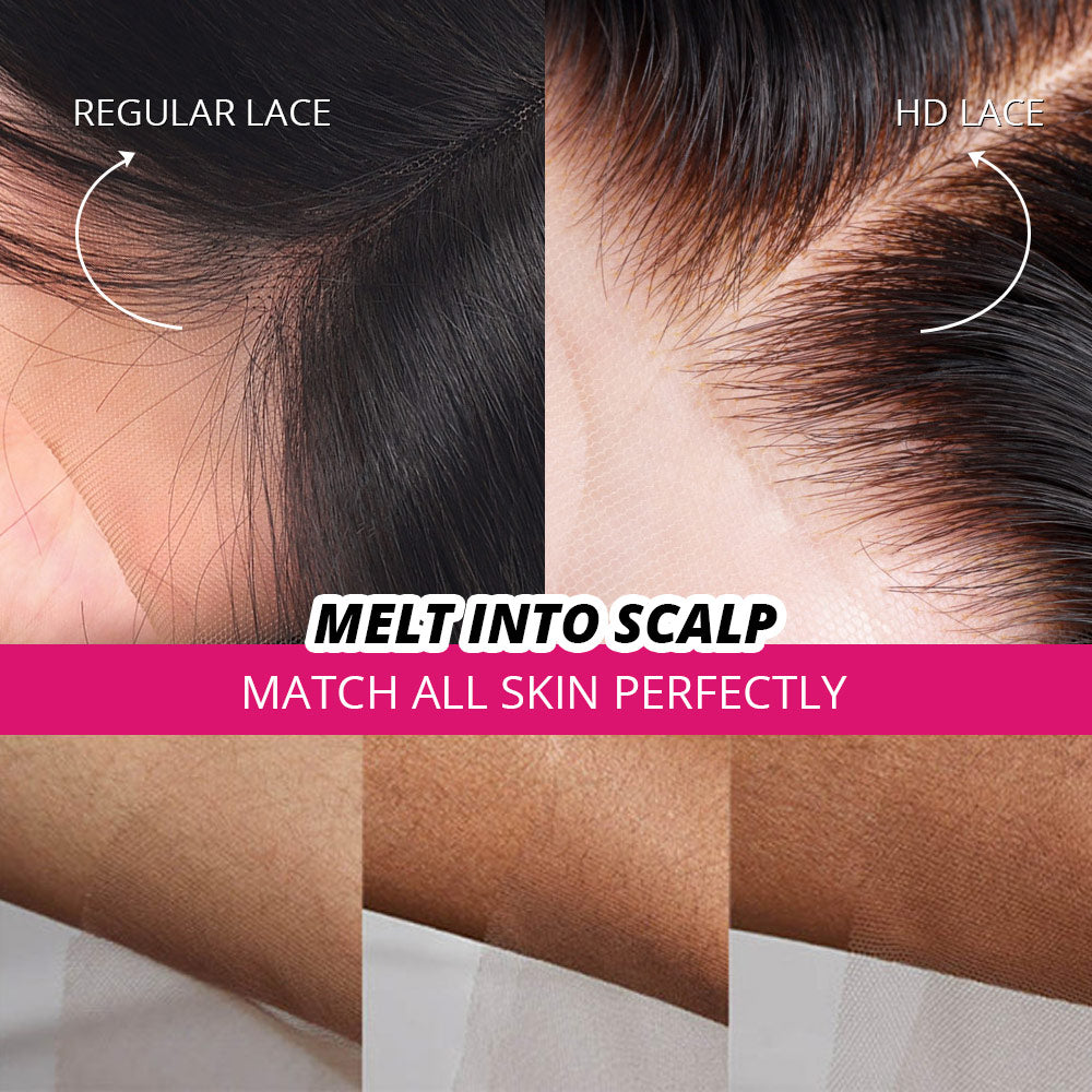 40 Inch Bone Straight Lace Front Wig Pre Plucked Glueless Wig HD Transparent Lace Long Human Hair Wigs