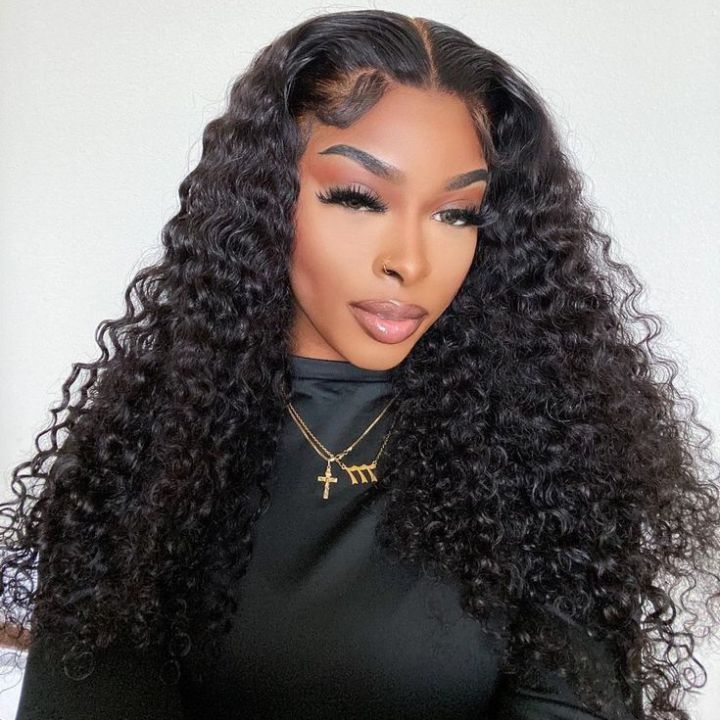 Deep Wave Bundles with Frontal Peruvian Hair 3 Bundles with 13x4 Lace Frontal Closure
