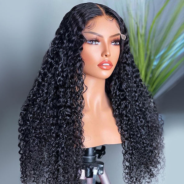 Beginner Friendly Glueless Human Hair Wig Kinky Curly Hair 5x5 Pre Cut Lace Front Wig