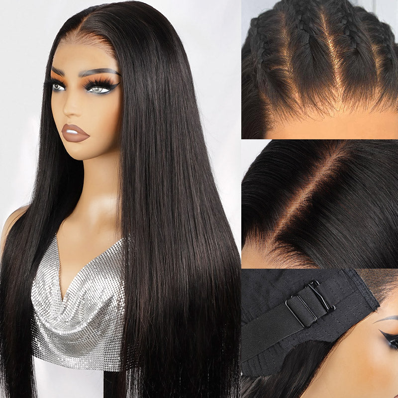 40 Inch Bone Straight Lace Front Wig Pre Plucked Glueless Wig HD Transparent Lace Long Human Hair Wigs