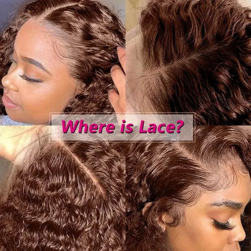OneMore 250 Density Brown Hair 13x4 Lace Front Wig Deep Wave Frontal Wig Brazilian Colored Human Hair Wigs