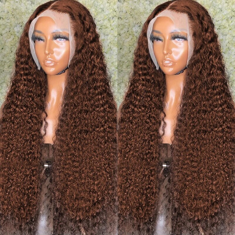OneMore 250 Density Brown Hair 13x4 Lace Front Wig Deep Wave Frontal Wig Brazilian Colored Human Hair Wigs