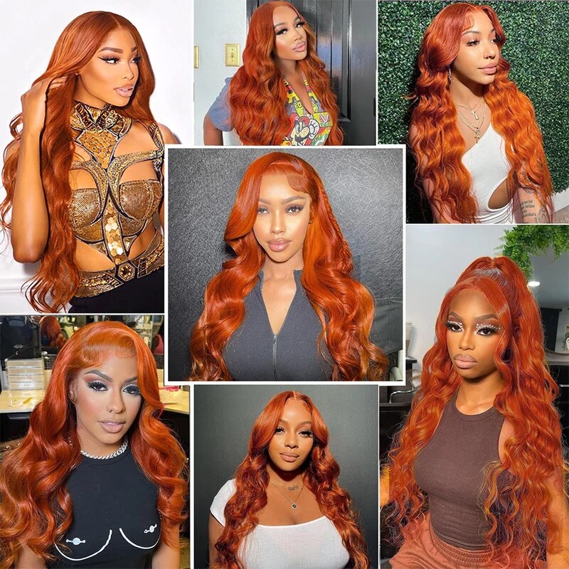 OneMore Body Wave Ginger Orange 13x4 Transparent Lace Frontal Wigs