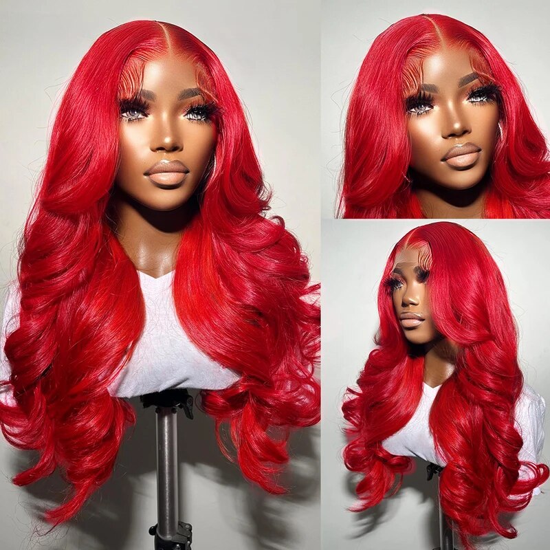 OneMore Glueless Red Lace Front Wig Body Wave 13x4 HD Transparent Lace Colored Human Hair Wigs