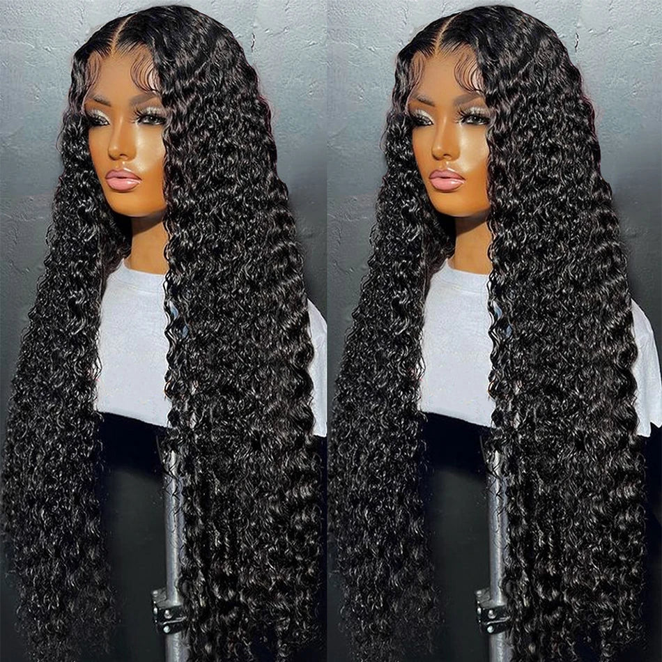 Curly Human Hair Wigs 13x4 Lace Front Wig Pre Plucked 34 Inch Glueless Kinky Curly Wig