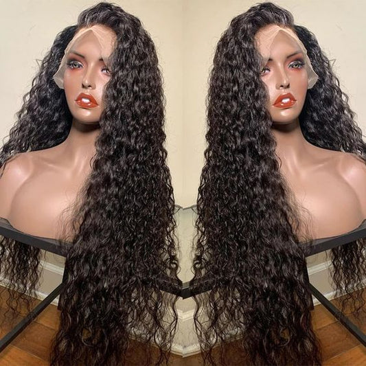 40 Inch 250% Density Long Human Hair Wigs Transparent 13x4 Lace Frontal Wig