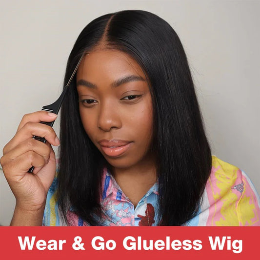 Straight Glueless Bob Wig Pre Cut HD Lace Closure Ready to Wear Wigs Beginner Friendly