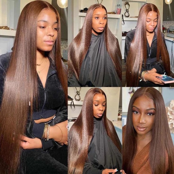 OneMore Chocolate Brown Wig Straight Hair Lace Front Wig Glueless Human Hair Wigs HD Lace