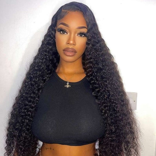 Curly Hair Ready to Wear Wig 180% Density Kinky Curly 13x4 Lace Frontal Wig Pre Bleached Knots Glueless Wigs