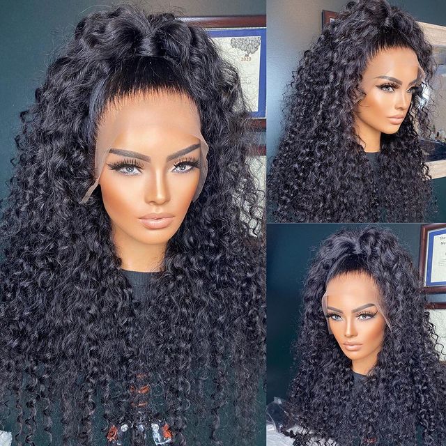 Pre Plucked Water Wave 13x4 Lace Front Human Hair Glueless Wigs for Beginners
