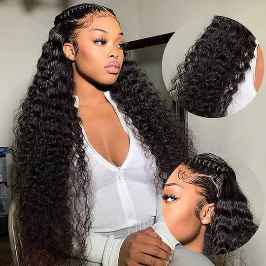 40 Inch 250% Density Long Human Hair Wigs Transparent 13x4 Lace Frontal Wig