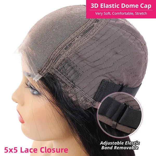 (Prom Sale 50% Off)5x5 Lace Closure Wigs Human Hair Body Wave Wig for Women Pre Plucked Ready to Wear Wig