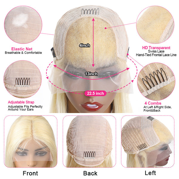 OneMore 613 Blonde 13x4 Lace Front Wig Straight / Body Wave Blonde Human Hair Wigs Flash Sale