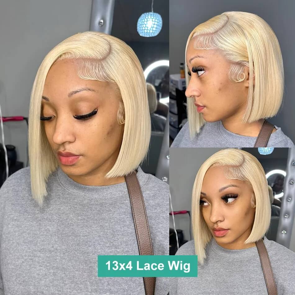 Blonde Bob Wig Straight Hair 613 Blonde Human Hair Wigs Short Lace Front Wigs