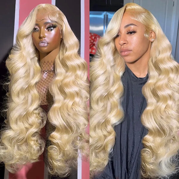613 Hair Color Transparent 13x4 Lace Front Wig Blonde Straight Hair and Body Wave Human Hair Wig