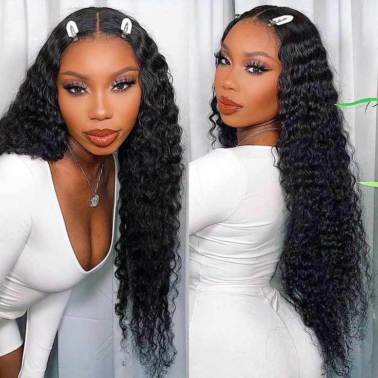 Deep Wave Bundles with Frontal Peruvian Hair 3 Bundles with 13x4 Lace Frontal Closure