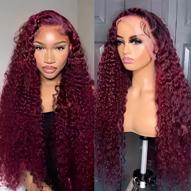 OneMore Dark Burgundy Color 13X4 Lace Front Wigs HD Lace 99J Body Wave Glueless Wig