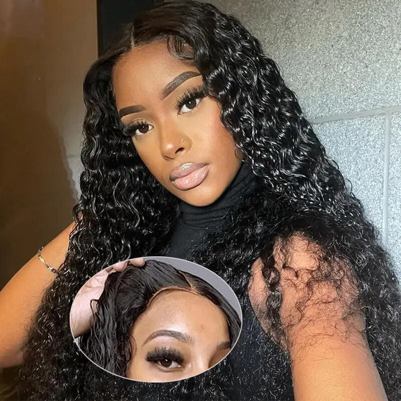 Beginner Friendly Glueless Human Hair Wig Kinky Curly Hair 5x5 Pre Cut Lace Front Wig
