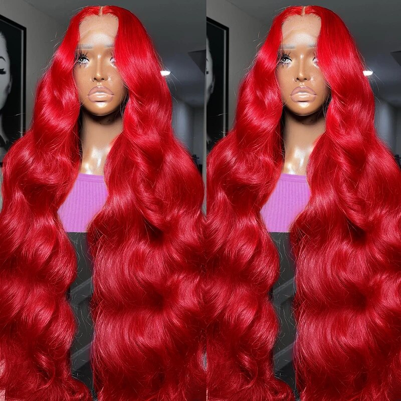 OneMore Glueless Red Lace Front Wig Body Wave 13x4 HD Transparent Lace Colored Human Hair Wigs