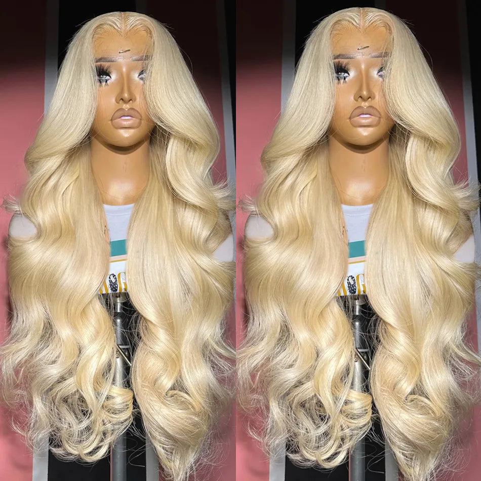 613 Hair Color Transparent 13x4 Lace Front Wig Blonde Straight Hair and Body Wave Human Hair Wig