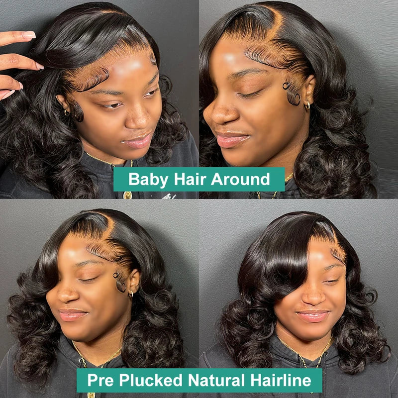 (Super Sale)OneMoreHair 200% Density Short 13x4 Lace Front Wig on Sale Pre Cut Shoulder Length Wig
