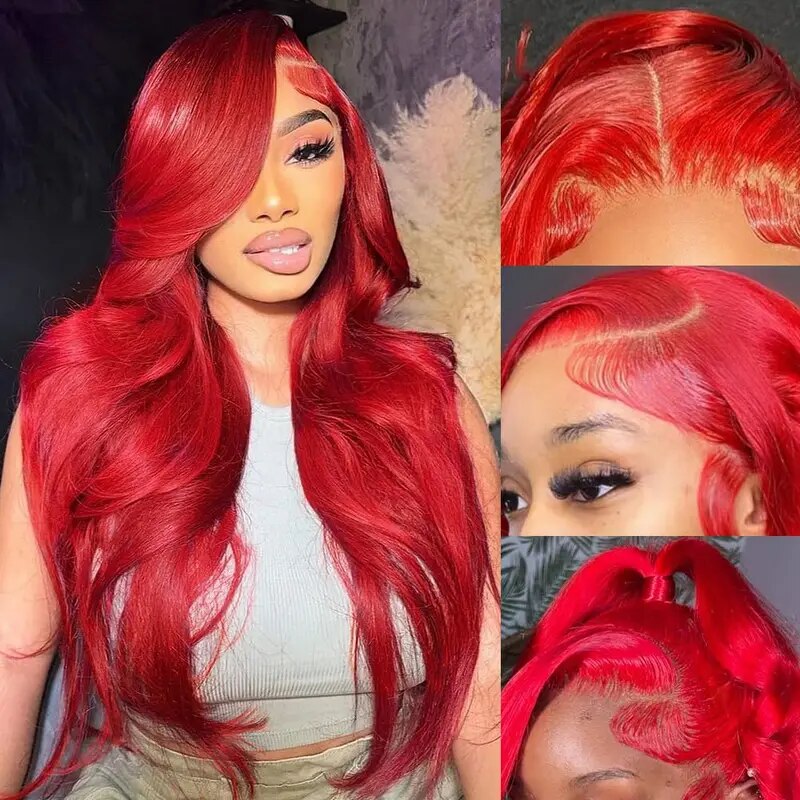 OneMore Glueless Red Lace Front Wig Body Wave 13x4 HD Transparent Lace Colored Human Hair Wigs