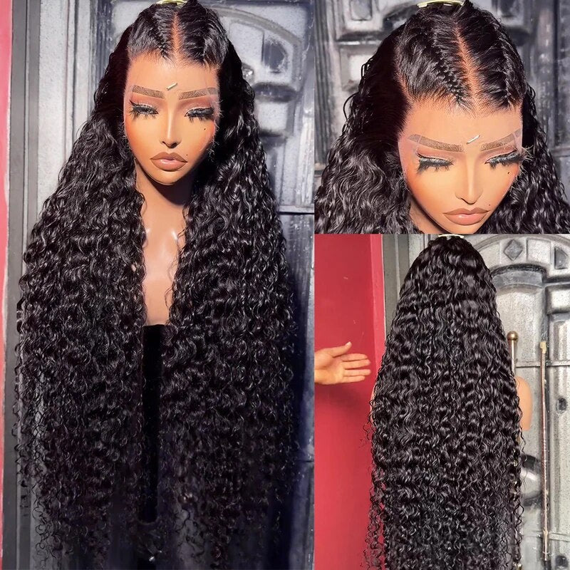 250% Density 30 Inch Wet and Wavy Human Hair Lace Front Wig Water Wave Pre Plucked HD Lace Wig