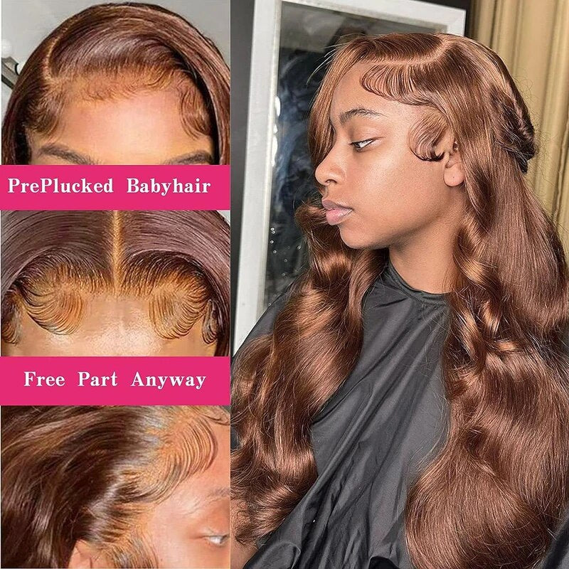 #4 Dark Brown Glueless Body Wave 13x4 Lace Front Wig Chocolate Brown Colored Human Hair Wigs