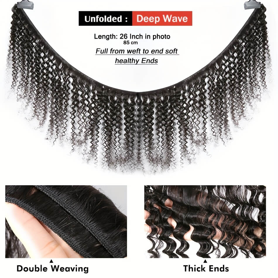 One More Virgin Peruvian Deep Wave Hair 3 Bundles 100% Human Hair Weave