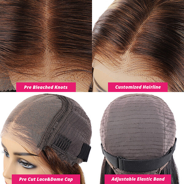 HD Lace P4/27 Honey Blonde Highlight Body Wave Wig Pre-Cut Glueless Lace Closure Wig