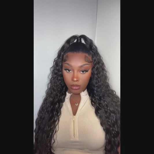 250% Density 30 Inch Wet and Wavy Human Hair Lace Front Wig Water Wave Pre Plucked HD Lace Wig