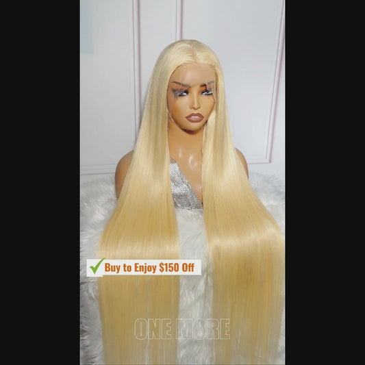 613 Blonde Straight Lace Front Wig Pre Plucked Long 40 Inch Human Hair Wigs Glueless HD Lace Wig