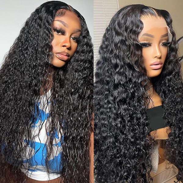 250% Density 30 Inch Wet and Wavy Human Hair Lace Front Wig Water Wave Pre Plucked HD Lace Wig