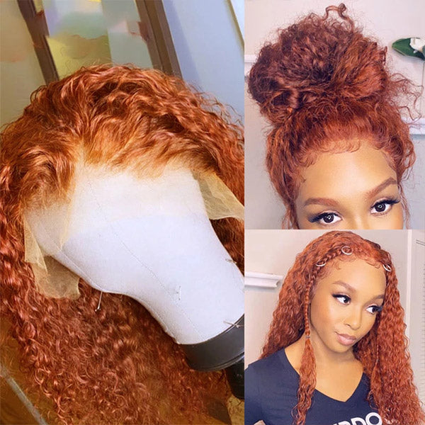 Middle Part Orange Color Curly Hairstyle