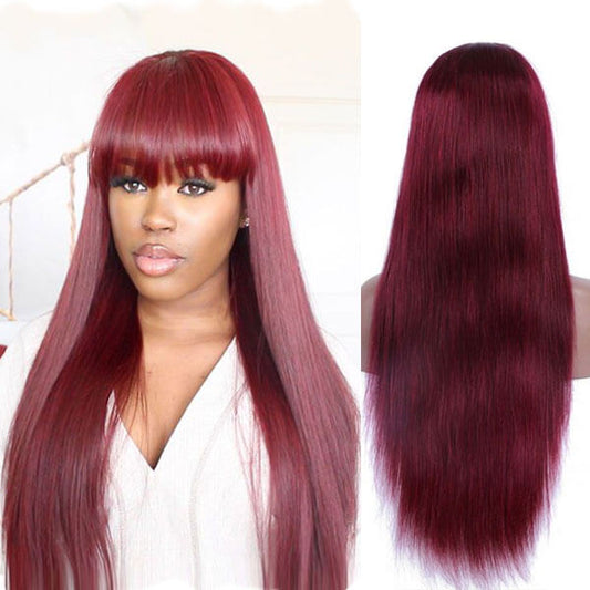 Human Hair Wig with Bangs
