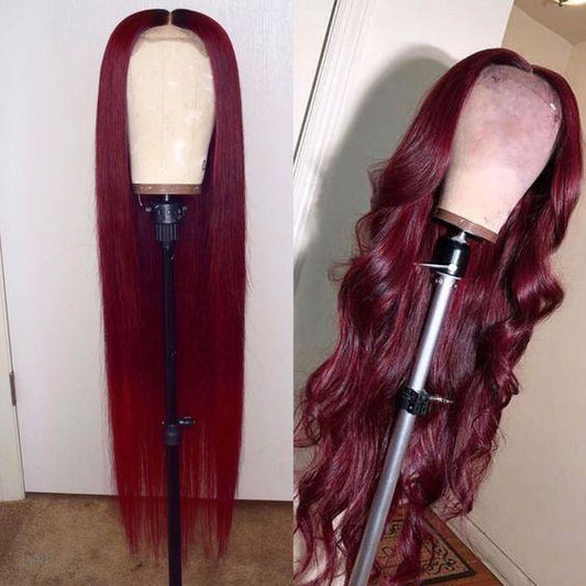Burgundy Middle Part Lace Front Wig