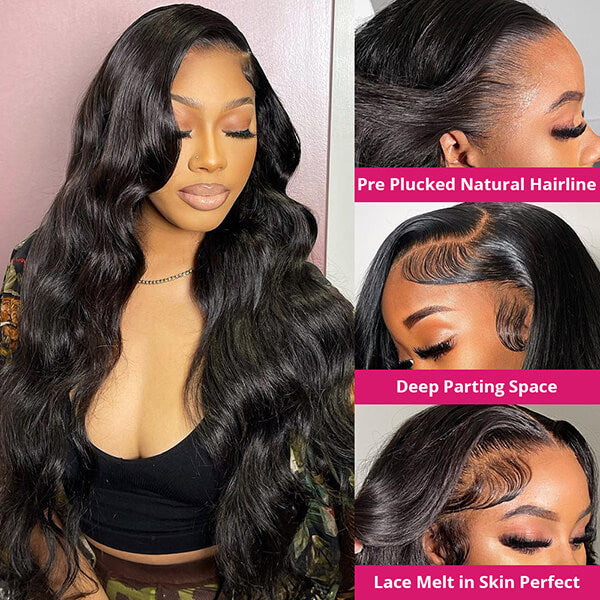 body wave lace front wig with natural hairline