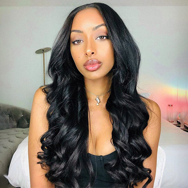 Middle Part body wave wig natural color