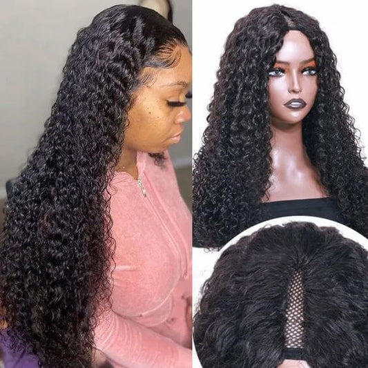 Deep Wave V part Human Hair Wigs Thin Part Wig  HD Lace Virgin Hair Wig