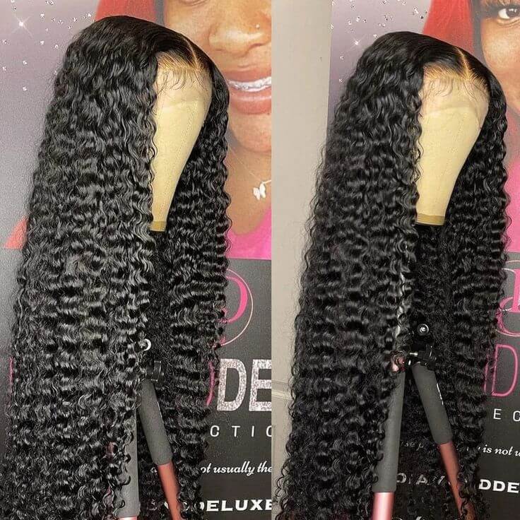 glueless lace deep wave lace front wig