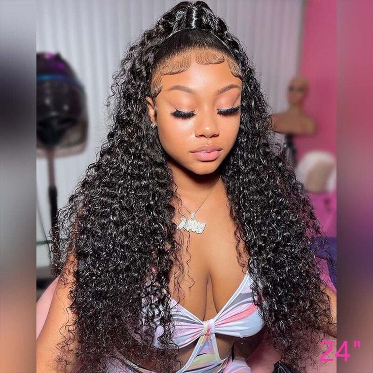 HD 13x4 Lace Front Curly Hair Wig Glueless Lace Front Wigs Transparent Lace Pre Cut Lace Wig 30 Inch