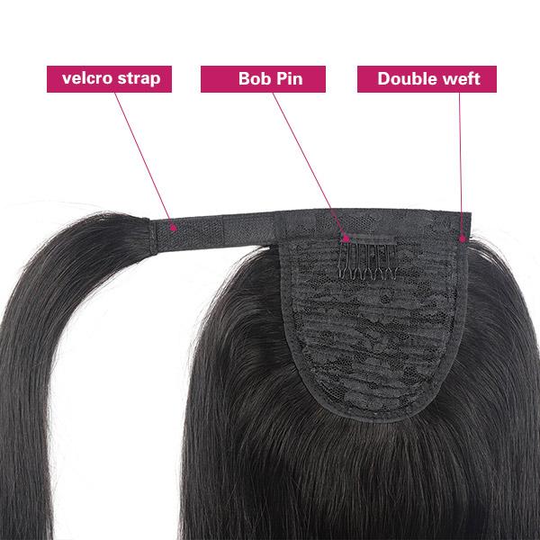 Body Wave Ponytail Human Hair Extension Long Wavy Wrap Around Clip In Ponytail Hair Extensions
