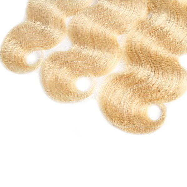 613 Blonde Color Body Wave Hair 3 Bundles Virgin Human Hair Weave