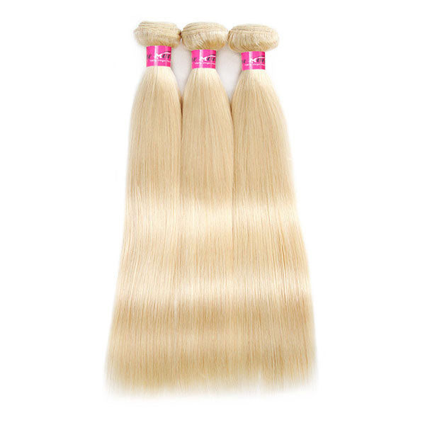 613 Blonde Bundles with Frontal 30 Inch Brazilian Straight Human Hair Bundles with 13x4 Lace Frontal Closure