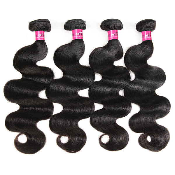 Natural Brazilian Body Wave Hair 4 Bundles With 13*4 Lace Frontal Closure