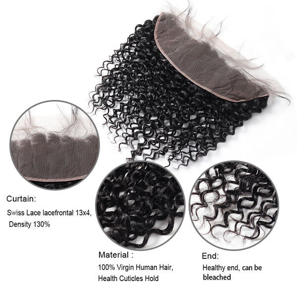 Jerry Curly Hair 3 Bundles with 13x4 Lace Frontal Malaysian Curly Hair Bundles with Frontal