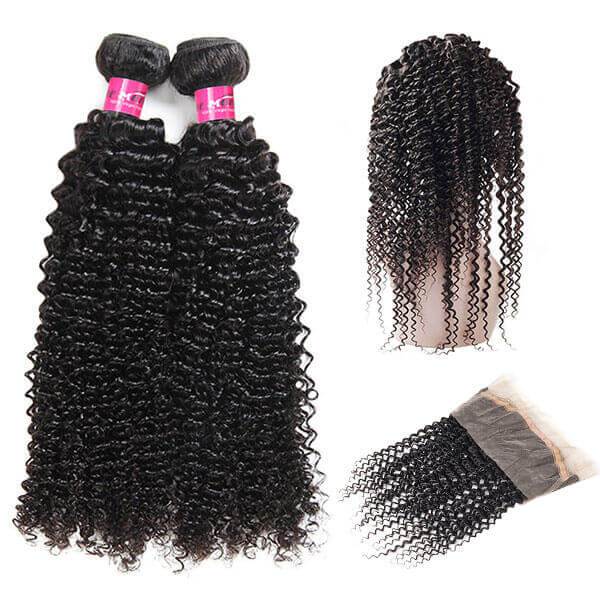 One More Curly Hair Weave 2 Bundles with 360 Lace Frontal Malaysian Hair - OneMoreHair