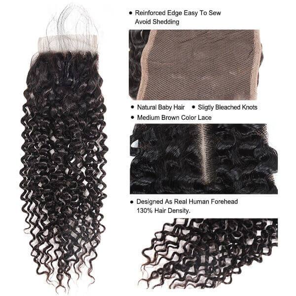 brazilian hair curly hair 3 bundles with closure