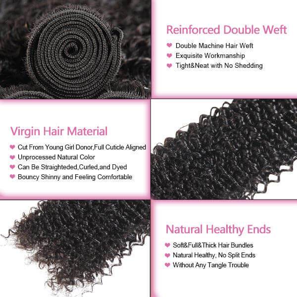 Brazilian Virgin Curly Hair 3 Bundles with 13*4 Lace Frontal Closure - OneMoreHair
