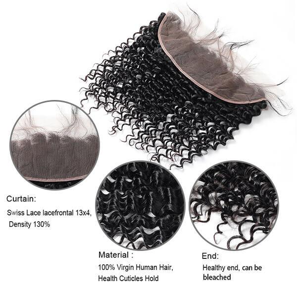 Peruvian Deep Wave Hair 3 Bundles with 13*4 Lace Frontal One More Hair - OneMoreHair